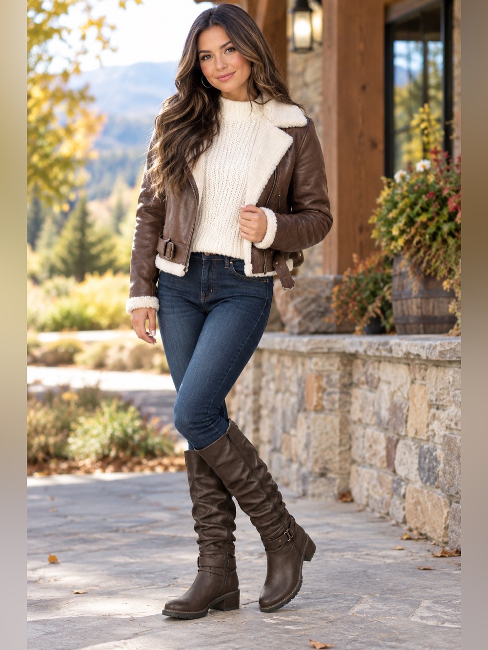 White Mountain Crammers Knee-High Boots in Brown Size 8 Round Toe Block Heel